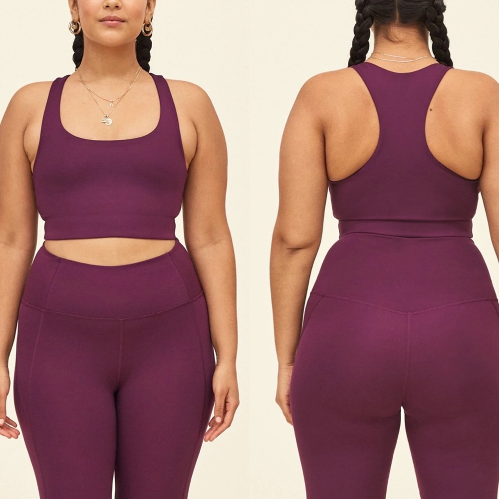 Girlfriend Collective Paloma Racerback Sports Bra in Plum